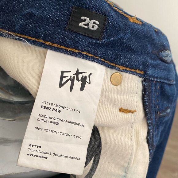 Eytys Benz Dark Denim 90s Inspired High Waisted Loose Fit Jeans Purple Velvet - Picture 7 of 8